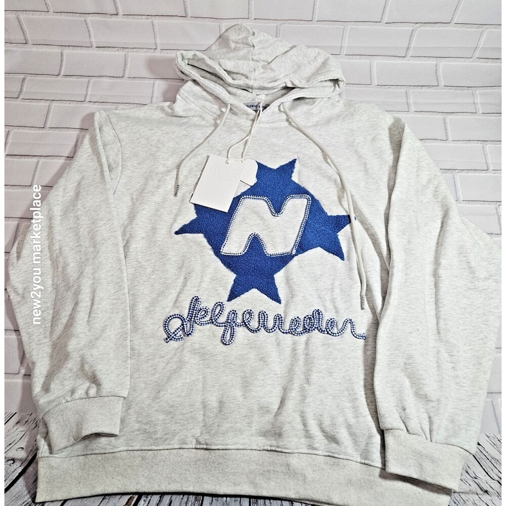 New AELFRIC EDEN Stellaris Embroidered Oversized Hoodie Grey/Blue Medium